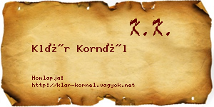 Klár Kornél névjegykártya