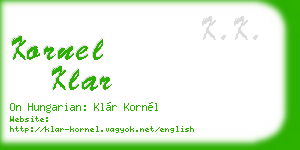 kornel klar business card