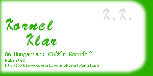 kornel klar business card
